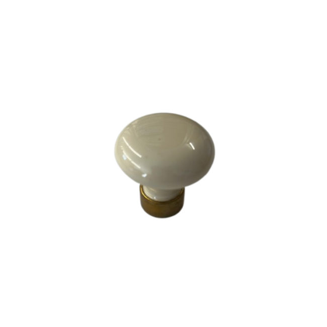 Bouton porcelaine ivoire cuvette laiton